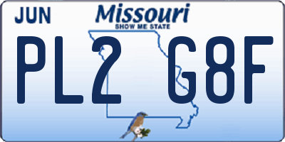 MO license plate PL2G8F
