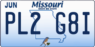 MO license plate PL2G8I