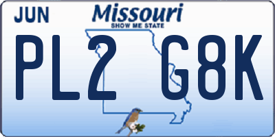 MO license plate PL2G8K