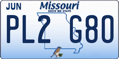 MO license plate PL2G8O