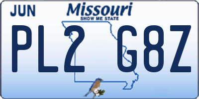 MO license plate PL2G8Z