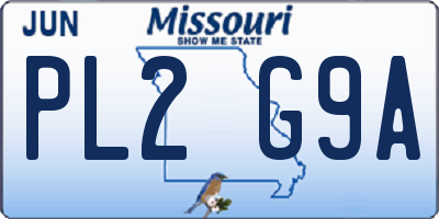 MO license plate PL2G9A