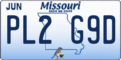MO license plate PL2G9D