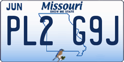 MO license plate PL2G9J