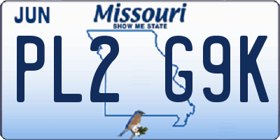 MO license plate PL2G9K