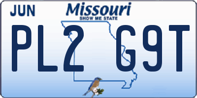 MO license plate PL2G9T