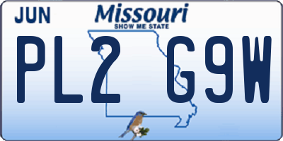 MO license plate PL2G9W