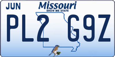 MO license plate PL2G9Z
