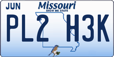 MO license plate PL2H3K