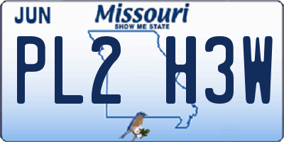 MO license plate PL2H3W