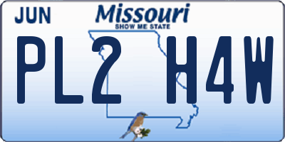 MO license plate PL2H4W