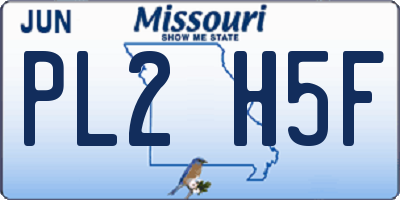 MO license plate PL2H5F