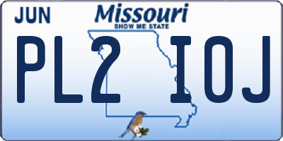 MO license plate PL2I0J