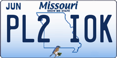MO license plate PL2I0K