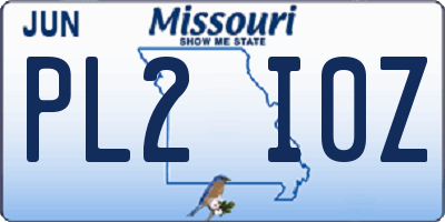 MO license plate PL2I0Z