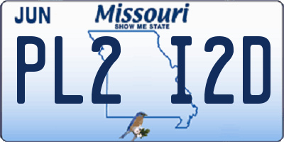 MO license plate PL2I2D