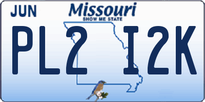 MO license plate PL2I2K