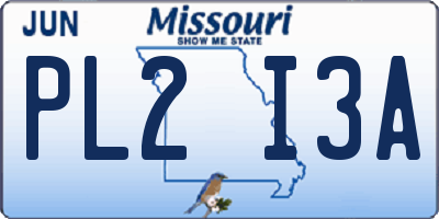 MO license plate PL2I3A