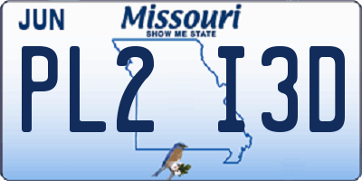 MO license plate PL2I3D