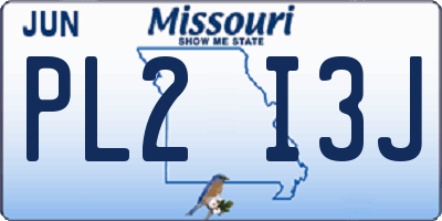 MO license plate PL2I3J