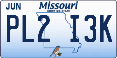 MO license plate PL2I3K
