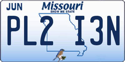 MO license plate PL2I3N