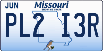 MO license plate PL2I3R