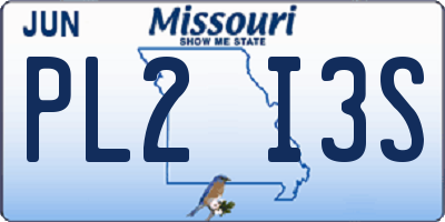 MO license plate PL2I3S