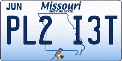 MO license plate PL2I3T