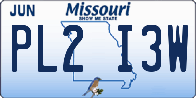 MO license plate PL2I3W
