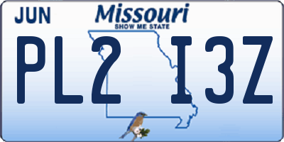MO license plate PL2I3Z