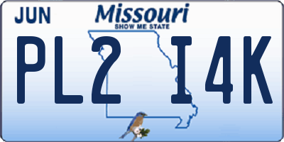 MO license plate PL2I4K