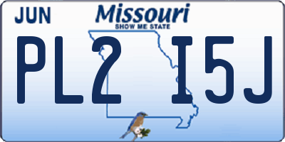MO license plate PL2I5J