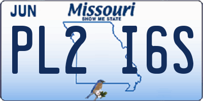 MO license plate PL2I6S