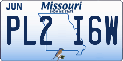 MO license plate PL2I6W