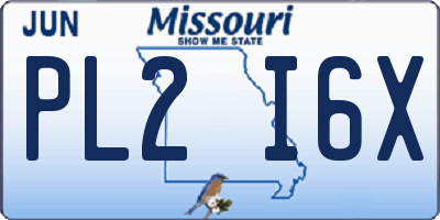 MO license plate PL2I6X