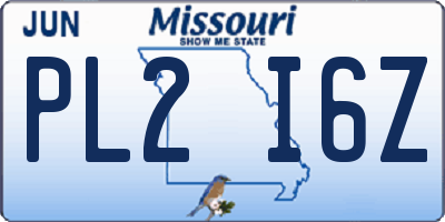 MO license plate PL2I6Z