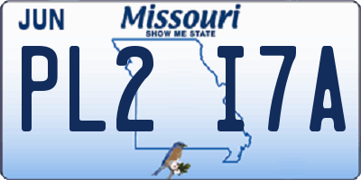 MO license plate PL2I7A