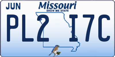 MO license plate PL2I7C