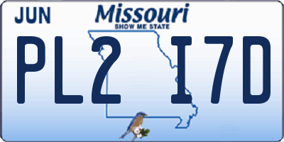 MO license plate PL2I7D