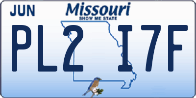MO license plate PL2I7F