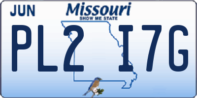 MO license plate PL2I7G