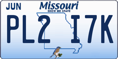 MO license plate PL2I7K