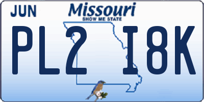 MO license plate PL2I8K