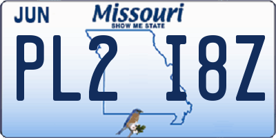 MO license plate PL2I8Z
