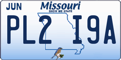 MO license plate PL2I9A