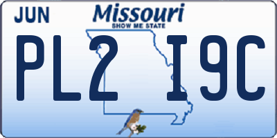 MO license plate PL2I9C