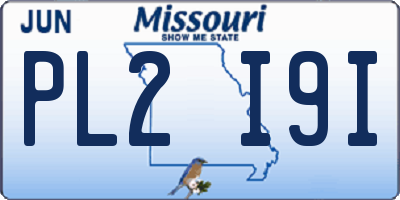 MO license plate PL2I9I