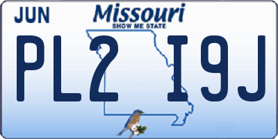 MO license plate PL2I9J