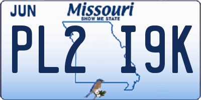 MO license plate PL2I9K